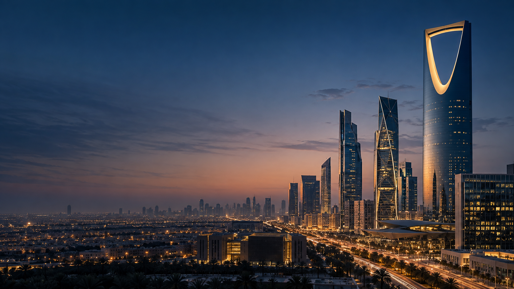 Riyadh skyline at dusk